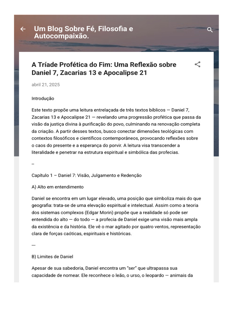 Tríade Profética: Daniel, Zacarias e Apocalipse | PDF | Livro do ...