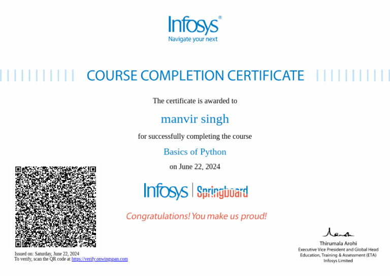 Python Course Completion Certificate | PDF