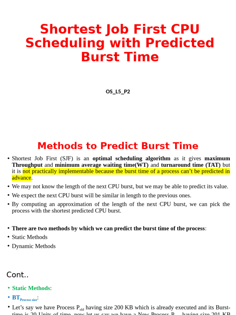 Predicting Burst Time in SJF Scheduling | PDF | Scheduling (Computing ...