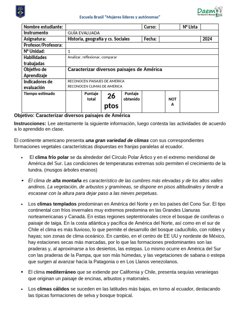 Climas y paisajes de América | PDF | Américas | Clima