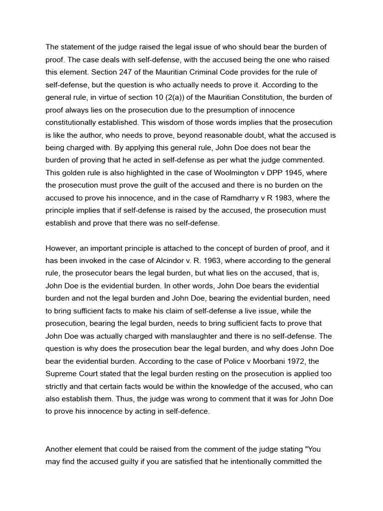 An Assignment On Evidence Law | PDF | Burden Of Proof (Law ...