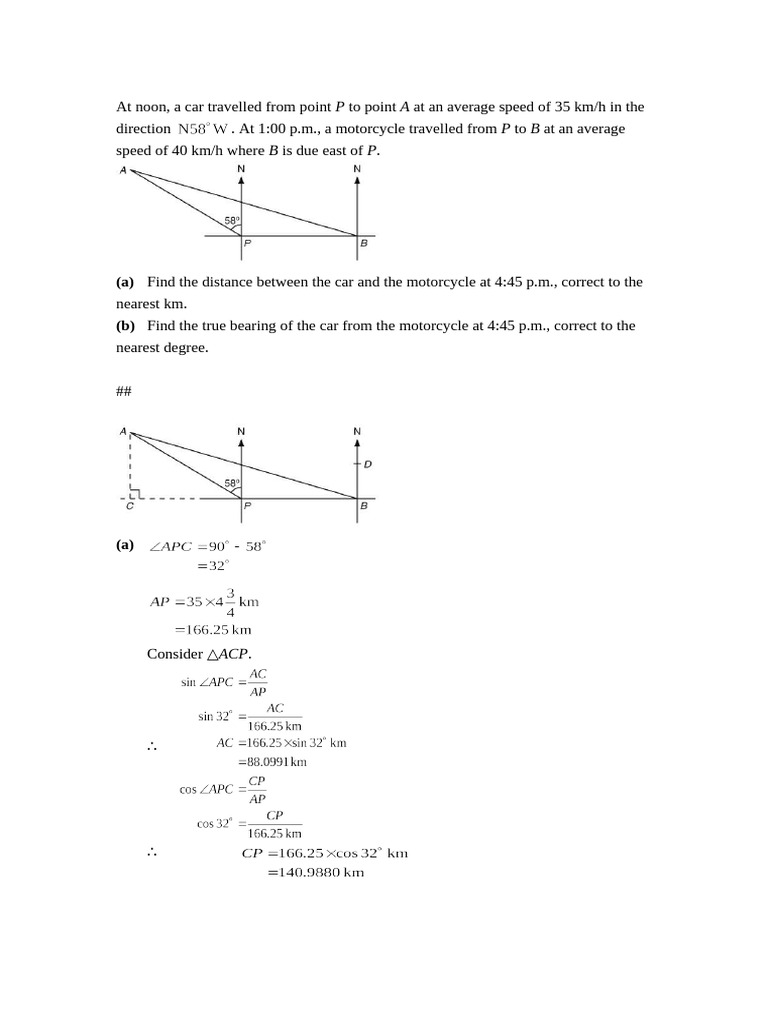 Car and Motorcycle Distance Calculation | PDF