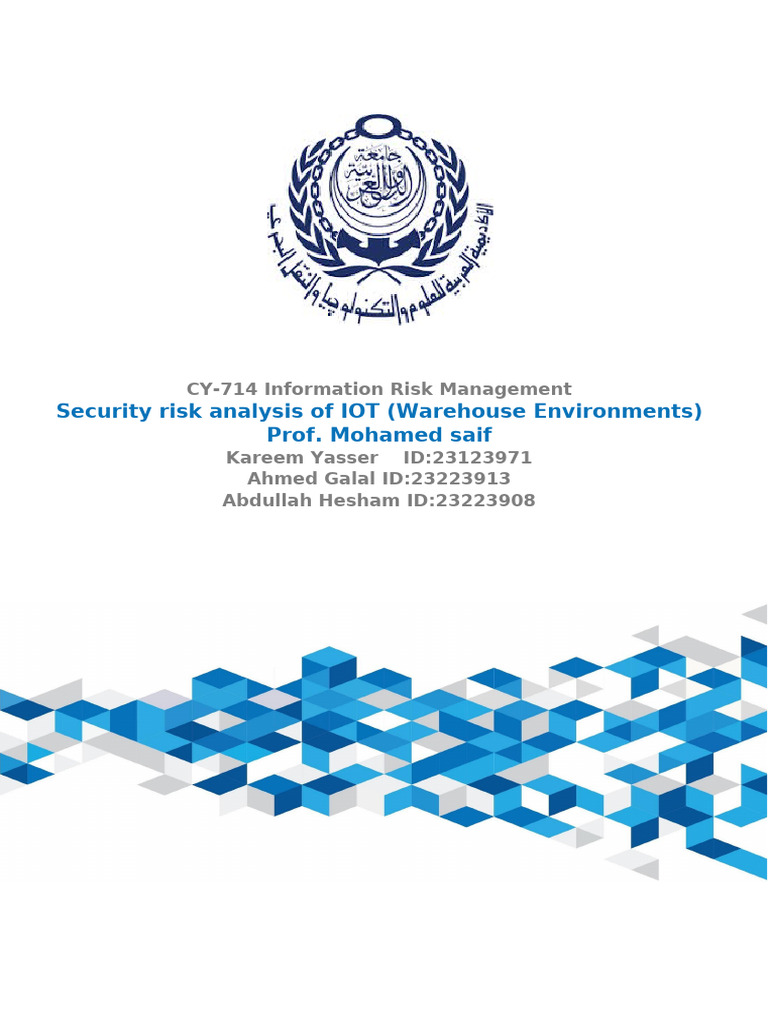 Security Risk Analysis of IOT (Warehouse Environments) | PDF | Security ...