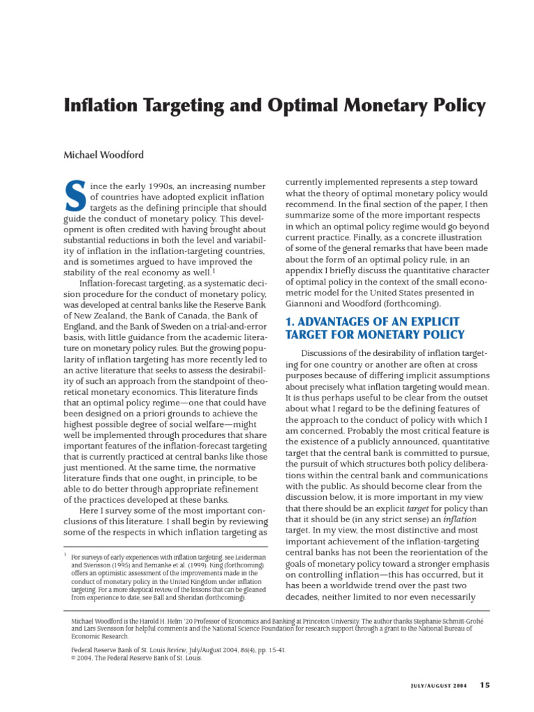(A) Inflation Targeting and Optimal Monetary Policy - Michael Woodford ...