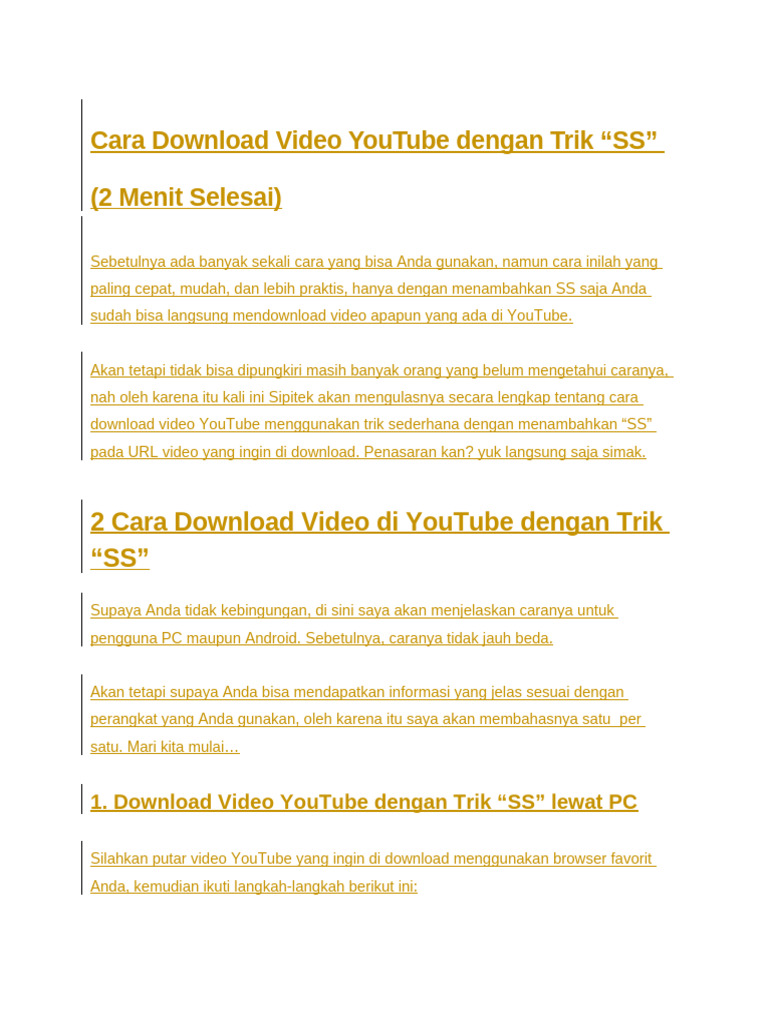 Cara Download Video YouTube dengan SS | PDF