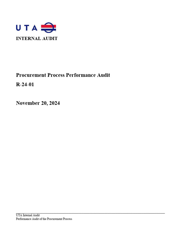 UTA Procurement Audit Report 2024 | PDF | Internal Audit | Procurement