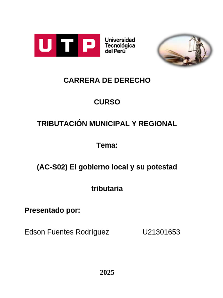 (AC-S02) Semana 02 - El Gobierno Local y Su Potestad Tributaria | PDF ...