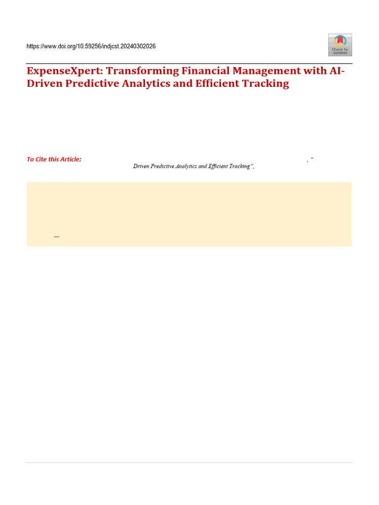 AI-Powered Expense Management Tool | PDF | Forecasting | Autoregressive ...