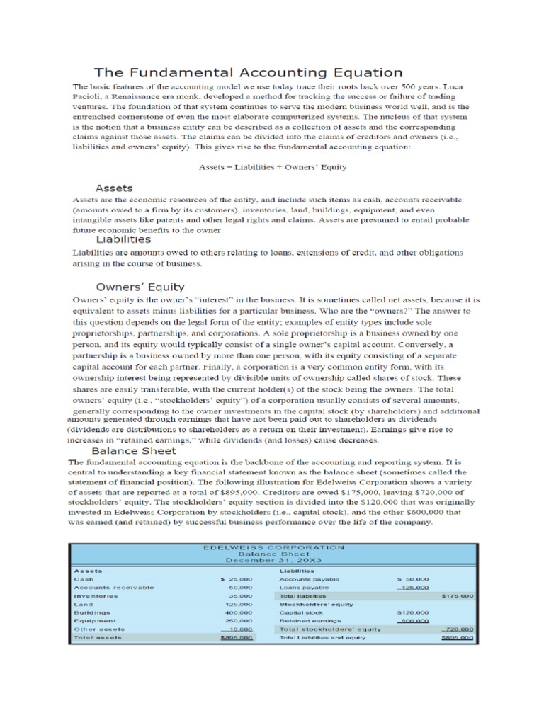 The Accounting Equation | PDF