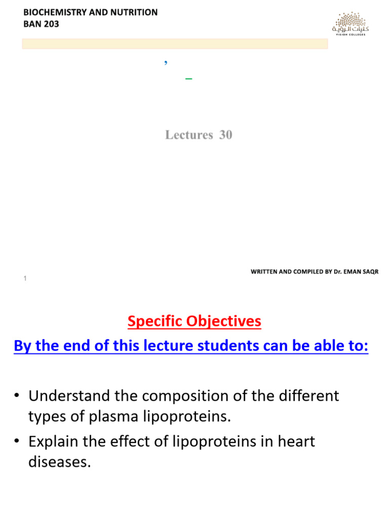 Lec 30 (Lipoproteins) | PDF | Lipoprotein | High Density Lipoprotein