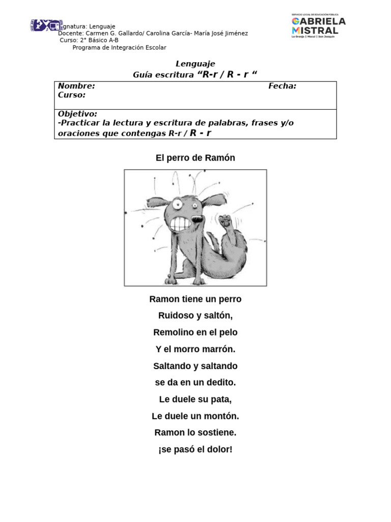 Actividades de Lectoescritura con R-r | PDF
