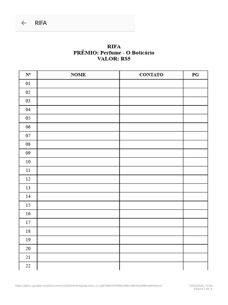 Rifa Template for Perfume Prize | PDF