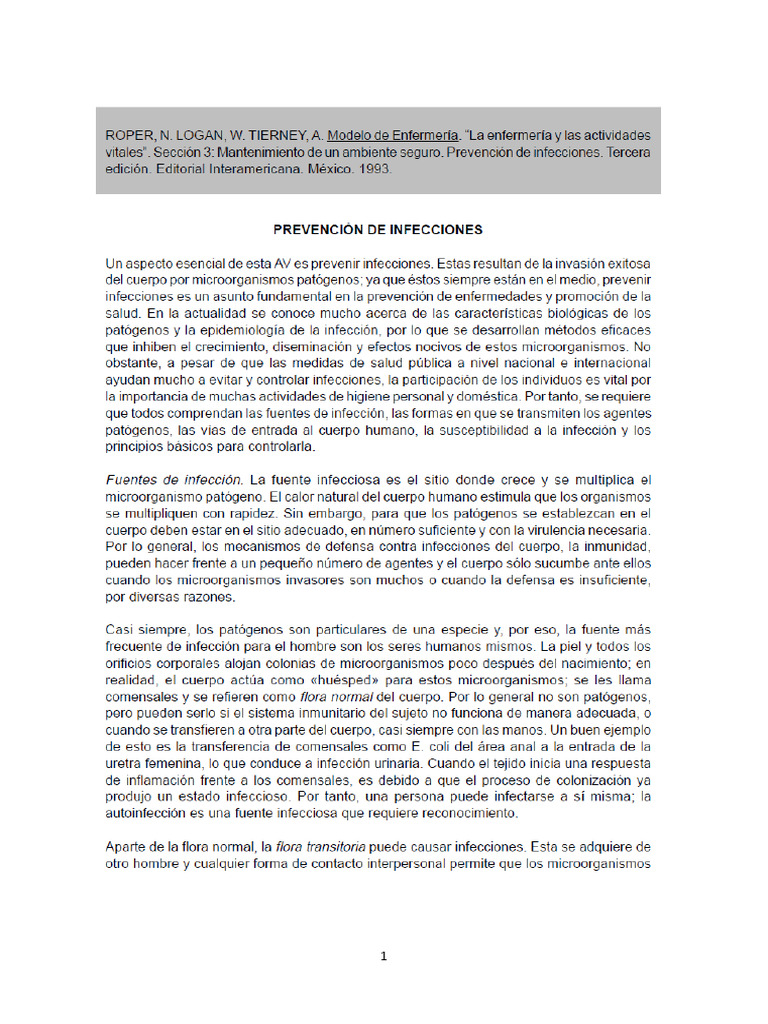 Prevencion De Infecciones Pdf