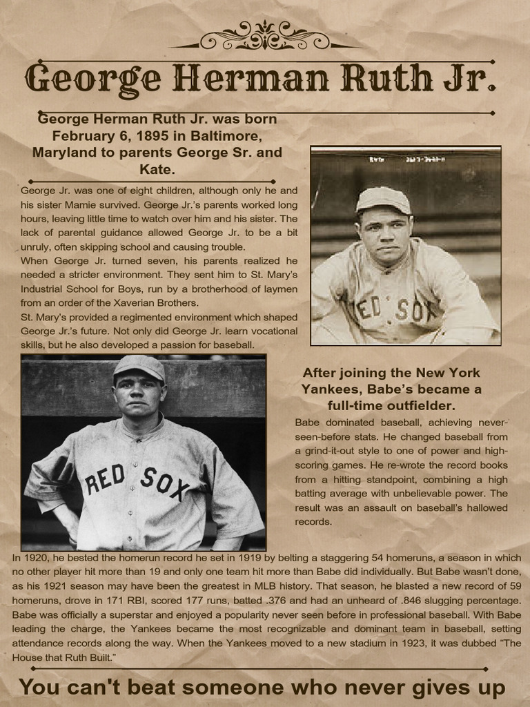 Documento A4 Newsletter Antiguo Vintage Marrón | PDF | Home Run | Babe Ruth