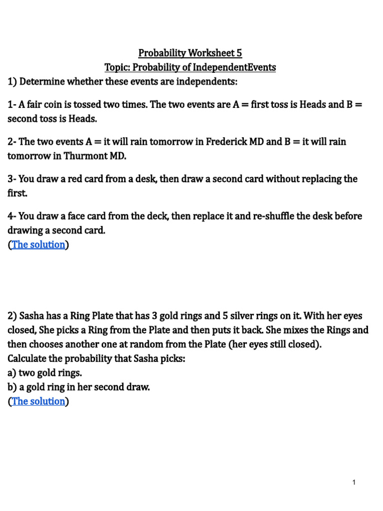 5 - Probability of Independent Events | PDF