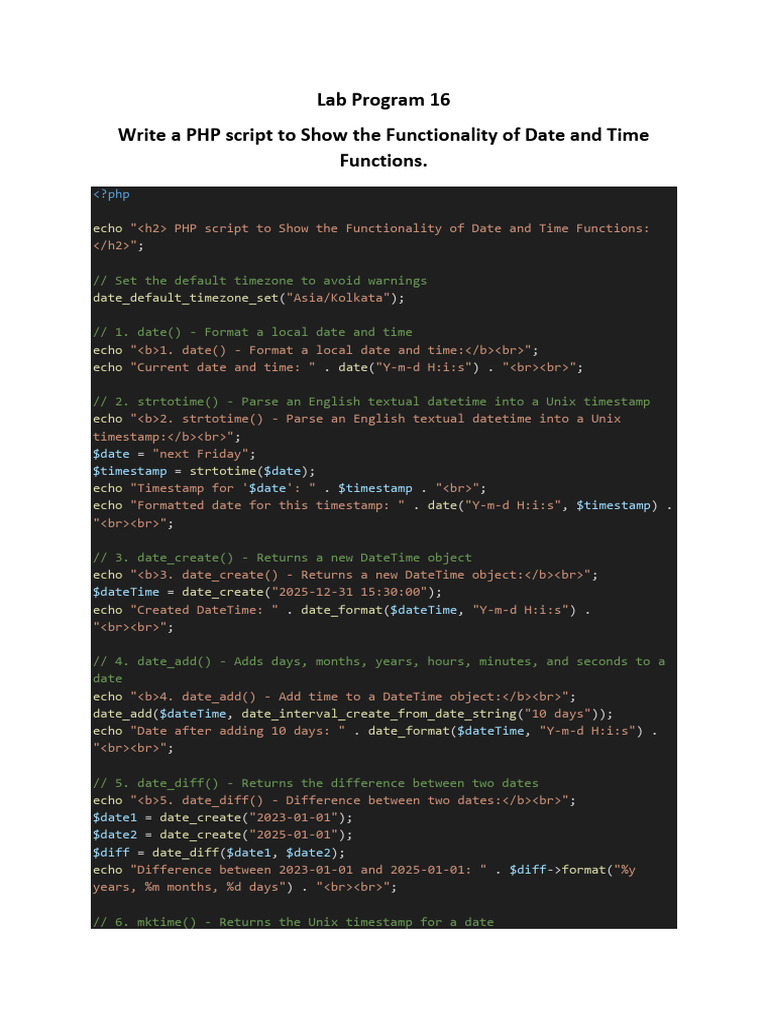 PHP Date Functions and File Upload Guide | PDF | Computer Data | Sql