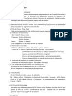 Requisitos postulación 2013