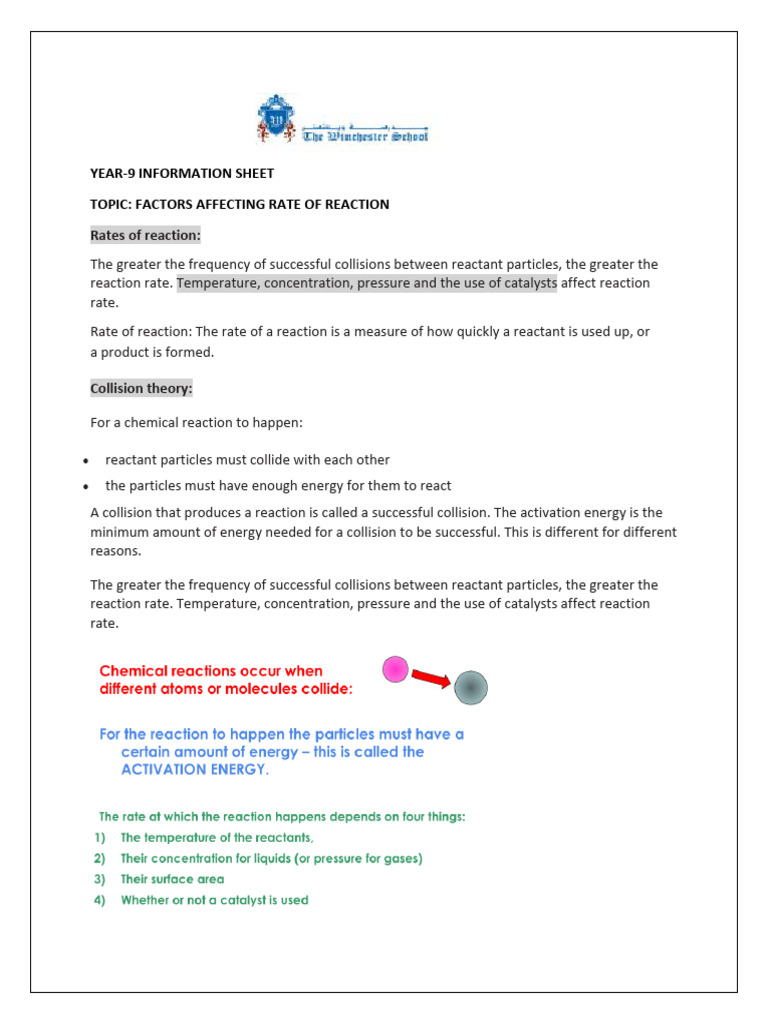 Factors Influencing Reaction Rates | PDF | Reaction Rate | Catalysis
