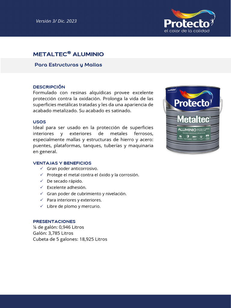 Pintura Anticorrosiva Metaltec® Aluminio | PDF | Rieles | Materiales