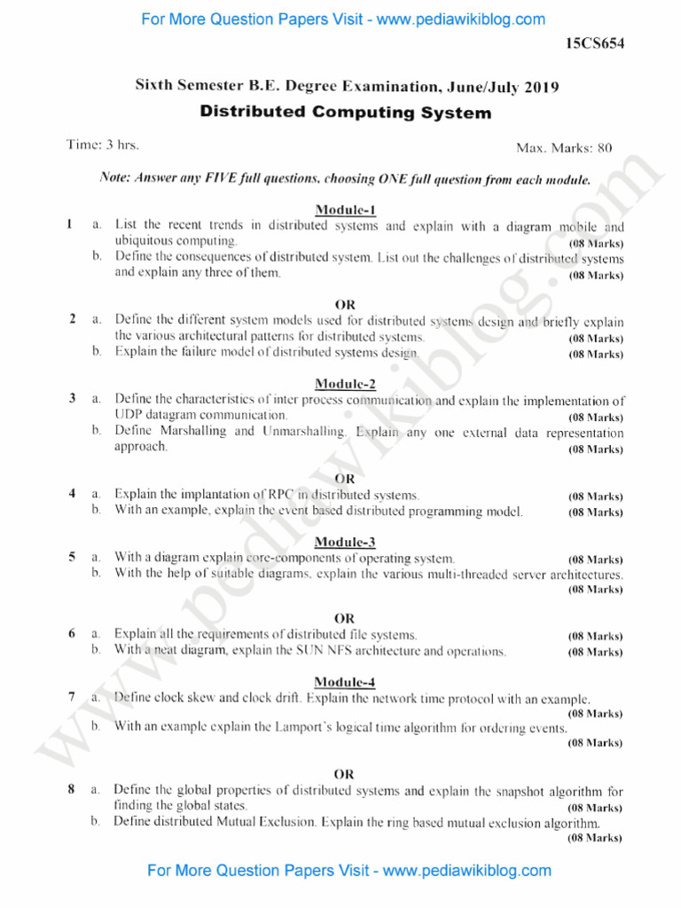 Distrubuted Computing System July 2019 (2015 Scheme) | PDF