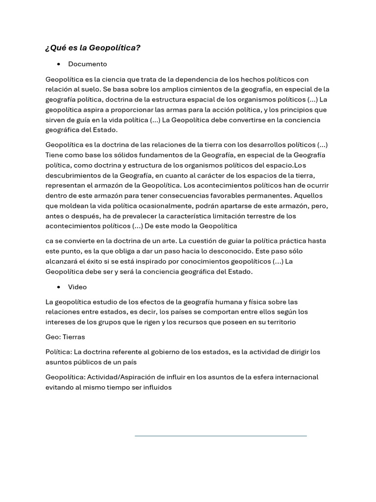Definición de Geopolítica y su Importancia | PDF
