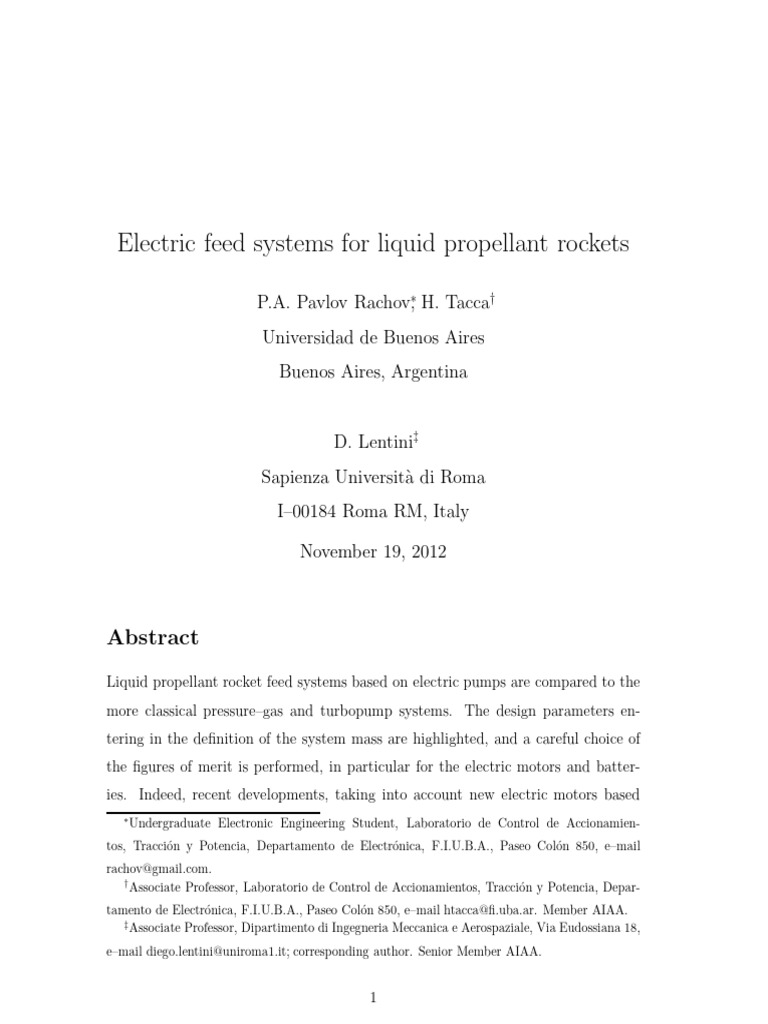 Electric Turbopump Systems in Rockets | PDF | Rocket Propellant ...