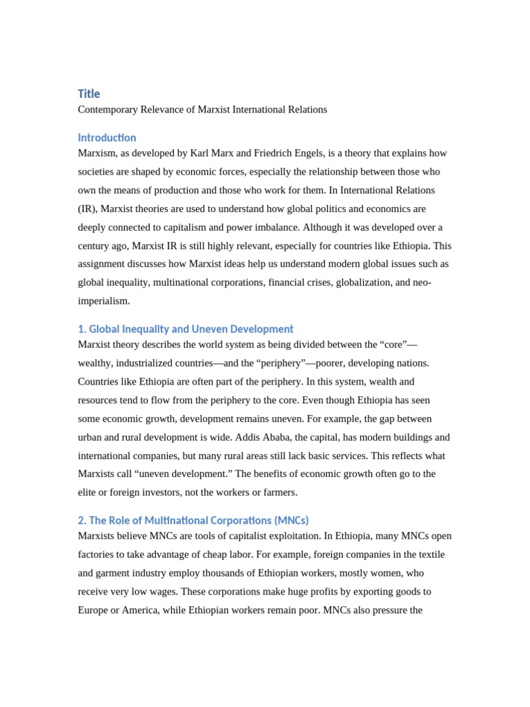 Marxist International Relations Today | PDF | Marxism | Capitalism