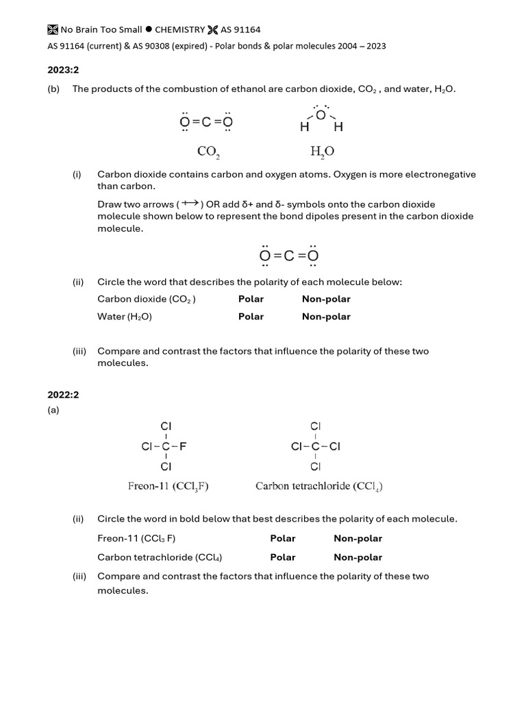 Che 91164 Polarity Plusanswers | PDF | Chemical Polarity | Chemical Bond