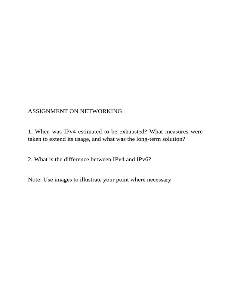 Assignment On Networking | PDF | I Pv6 | Ip Address