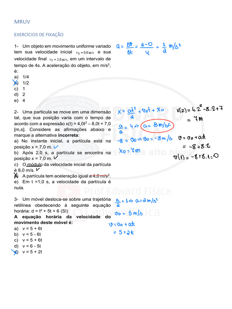 Movimento Retilíneo Uniforme Variado | PDF | Trajetória | Velocidade