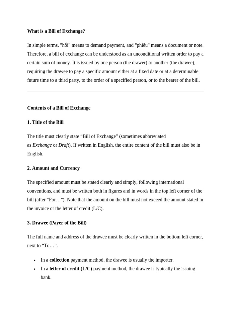 What Is A Bill of Exchange | PDF | Negotiable Instrument | Payments