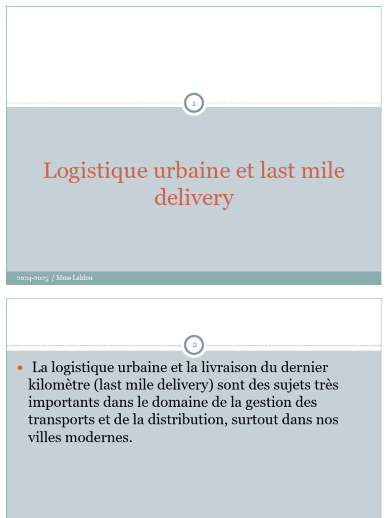 Logistique urbaine : défis du dernier km | PDF | Logistique | Économie