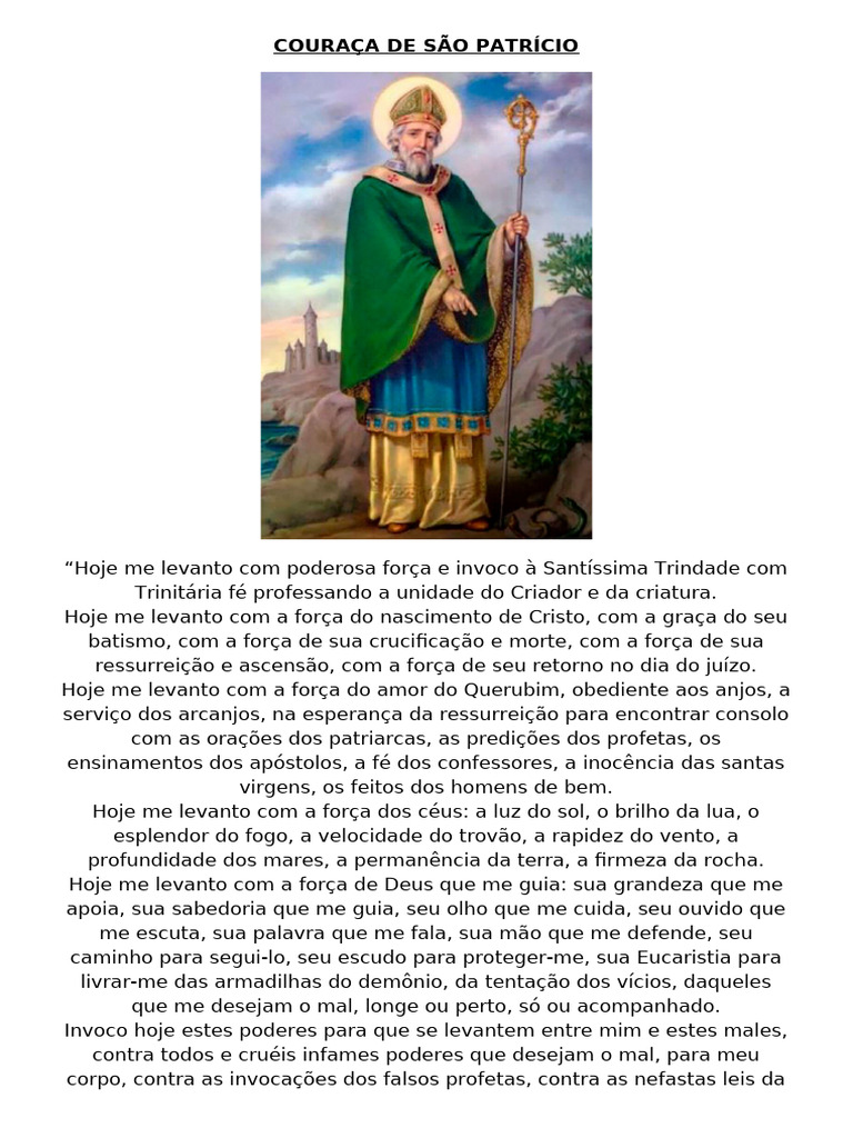 Oração da Couraça de São Patrício | PDF | Jesus | Trindade