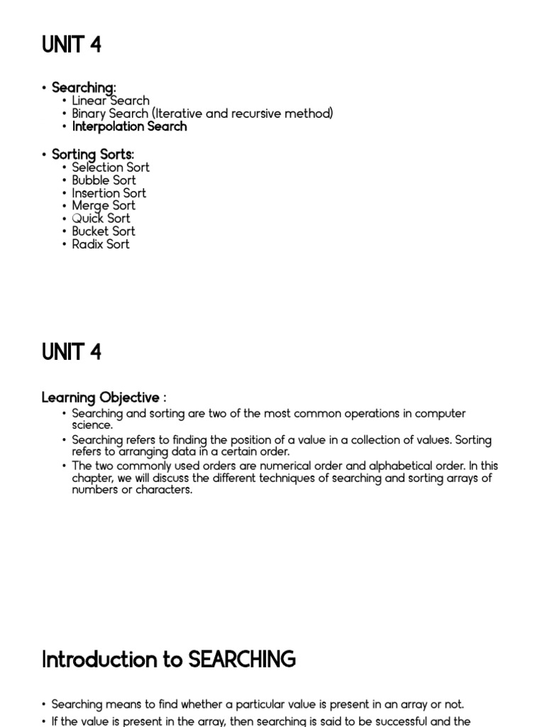 Searching and Sorting Algorithms Guide | PDF | Time Complexity ...