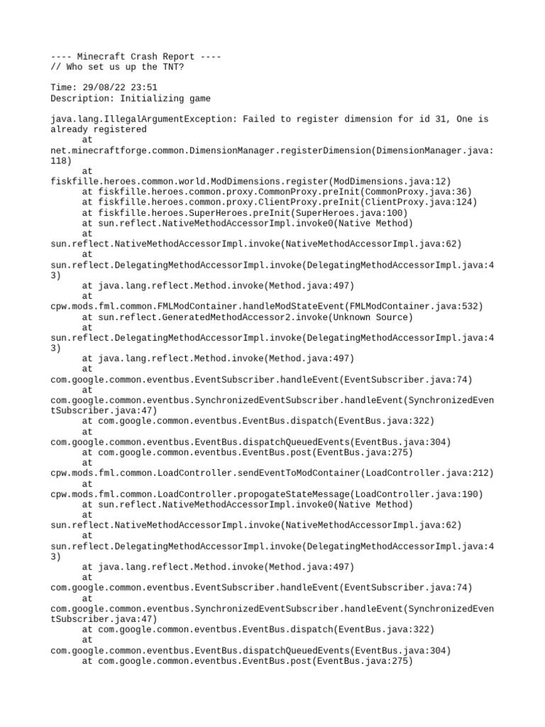 Minecraft Dimension Registration Error | PDF | Java (Programming ...