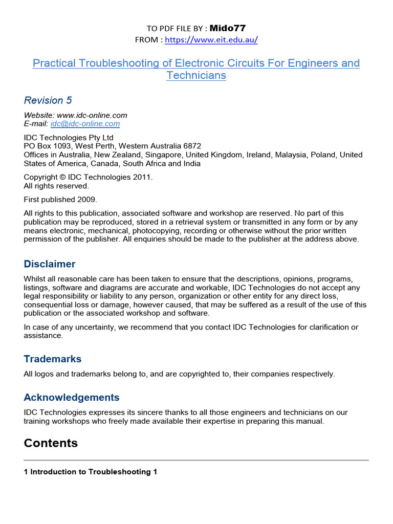 Troubleshooting Electronic Circuits Guide | PDF | Troubleshooting ...