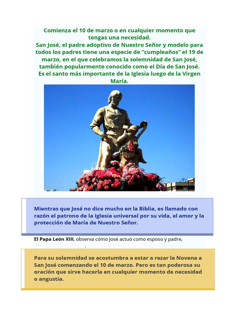 Novena a San José: Oraciones y Fe | PDF | María, madre de Jesús | San José