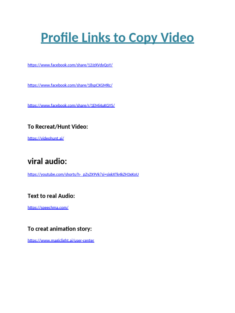 Profile Links to Copy Video | PDF