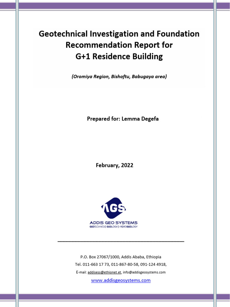 Geotechnical Report for G+1 Residence Building | PDF | Geotechnical ...