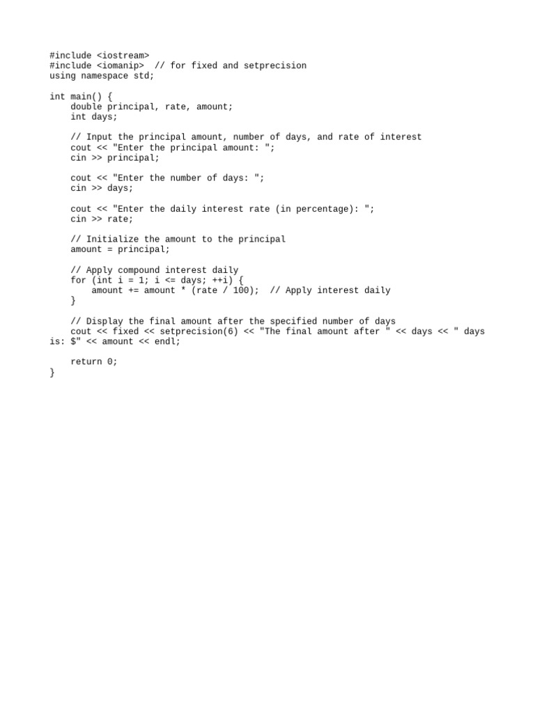 Daily Compound Interest Calculator | PDF