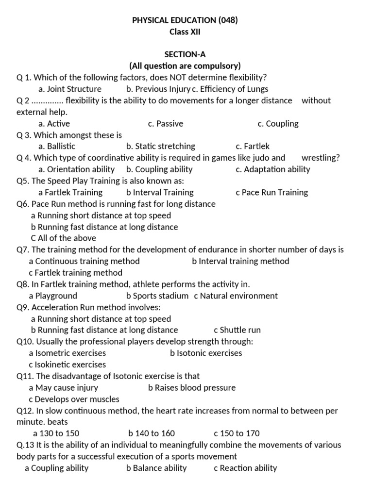 Physical Education Chapter 10 Trainning in Sports | PDF | Flexibility ...