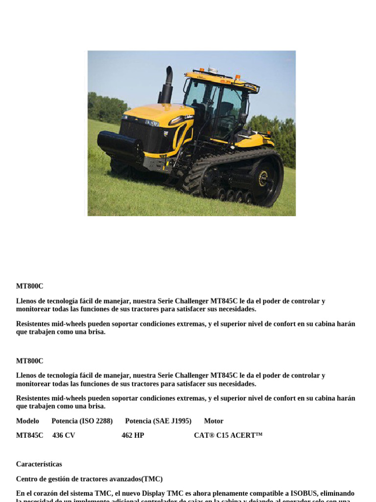 Tractores Challenger MT845C: Potencia y Tecnología | PDF | Tecnologías ...