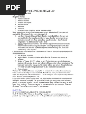 Florida Residential Landlord-tenant Law