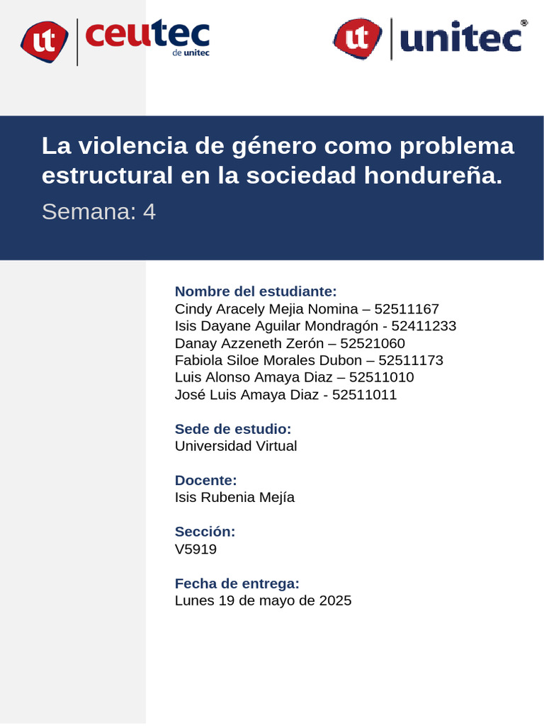 Violencia de Género en Honduras: Análisis | PDF | Violencia | La ...