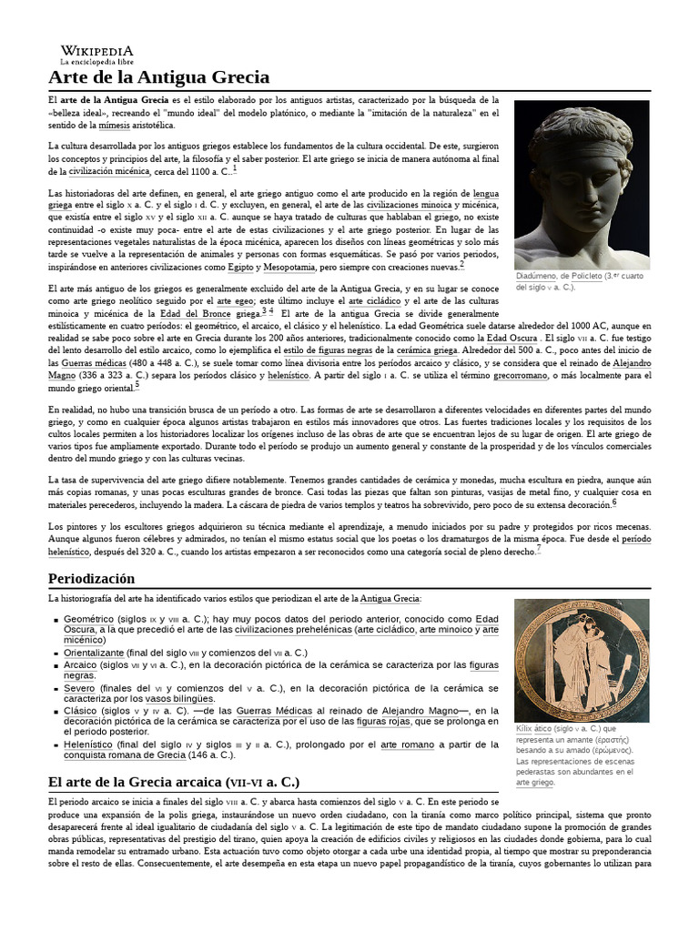 Arte de la Antigua Grecia: Periodización | PDF | Antigua Grecia ...