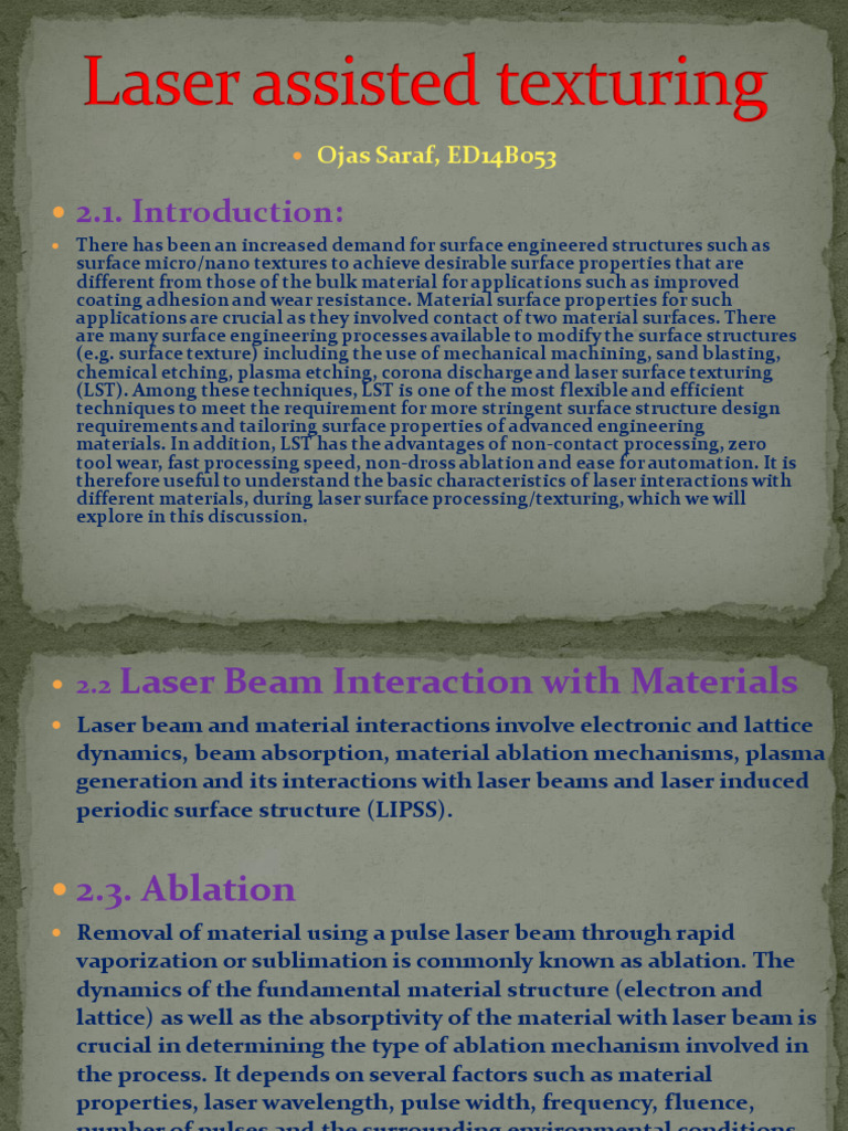 Laser Assisted Texturing | PDF | Wear | Laser