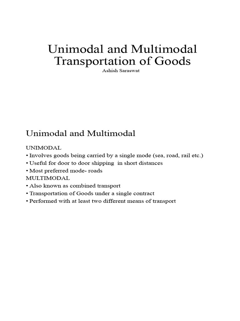 Unimodal and Multimodal Transportation of Goods (Autosaved) | PDF ...