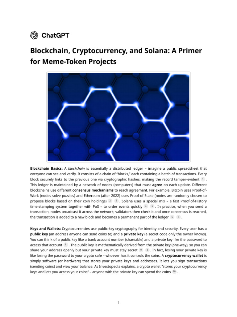 Blockchain, Cryptocurrency, and Solana - A Primer For Meme-Token Projects |  PDF | Cryptocurrency | Key (Cryptography)