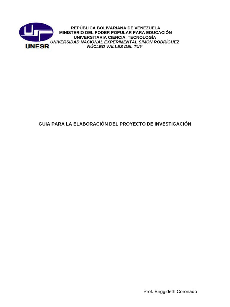 Guia para La Elaboración Del Proyecto de Investigación | PDF
