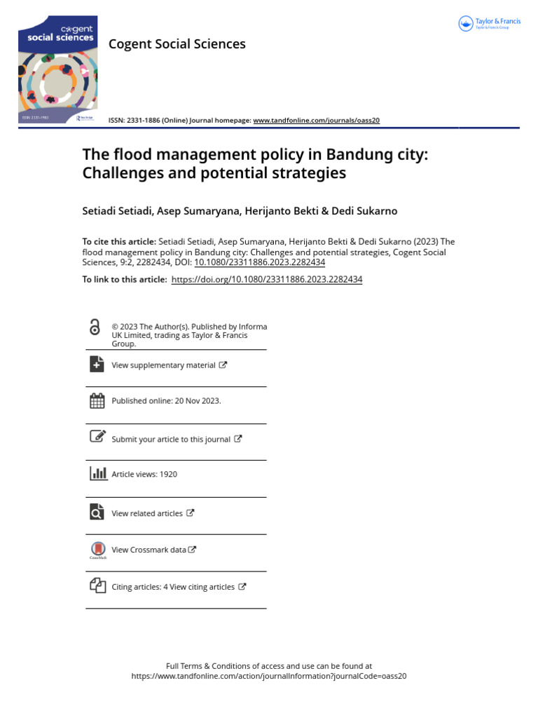 The Flood Management Policy in Bandung City Challenges and Potential ...
